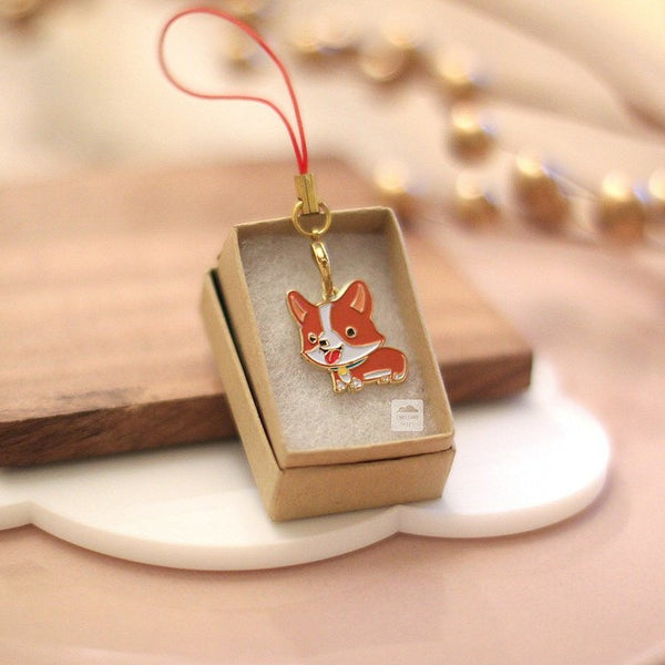 Enamel Charm - Corgi Keychain (Red)