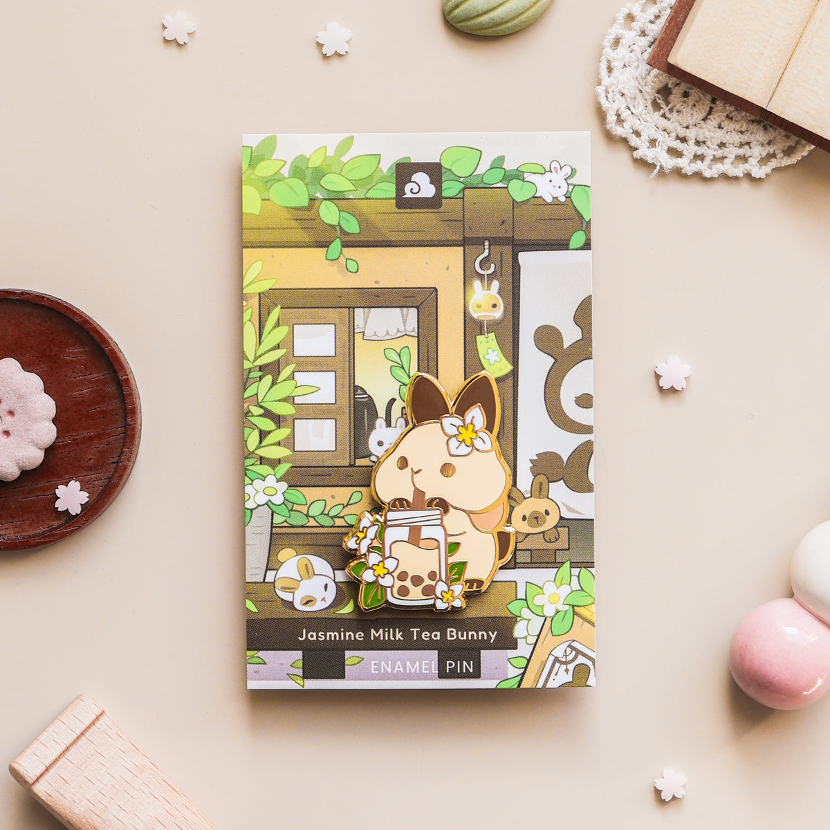 Enamel Pin - Jasmine Milk Tea Bunny – thousandskies