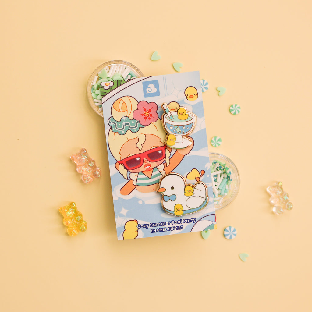 Enamel Pin - Cozy Summer Pool Party Pin Set – thousandskies