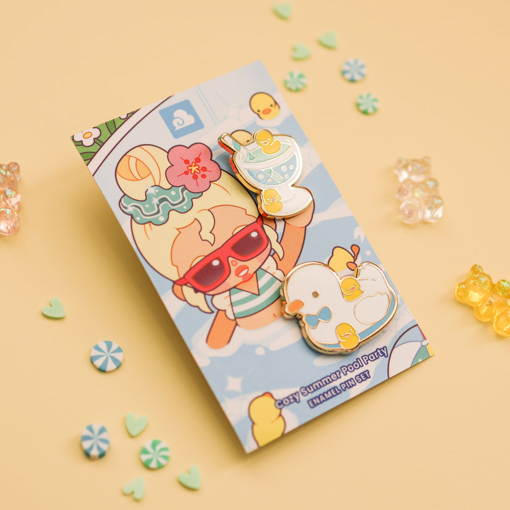 Enamel Pin - Cozy Summer Pool Party Pin Set – thousandskies