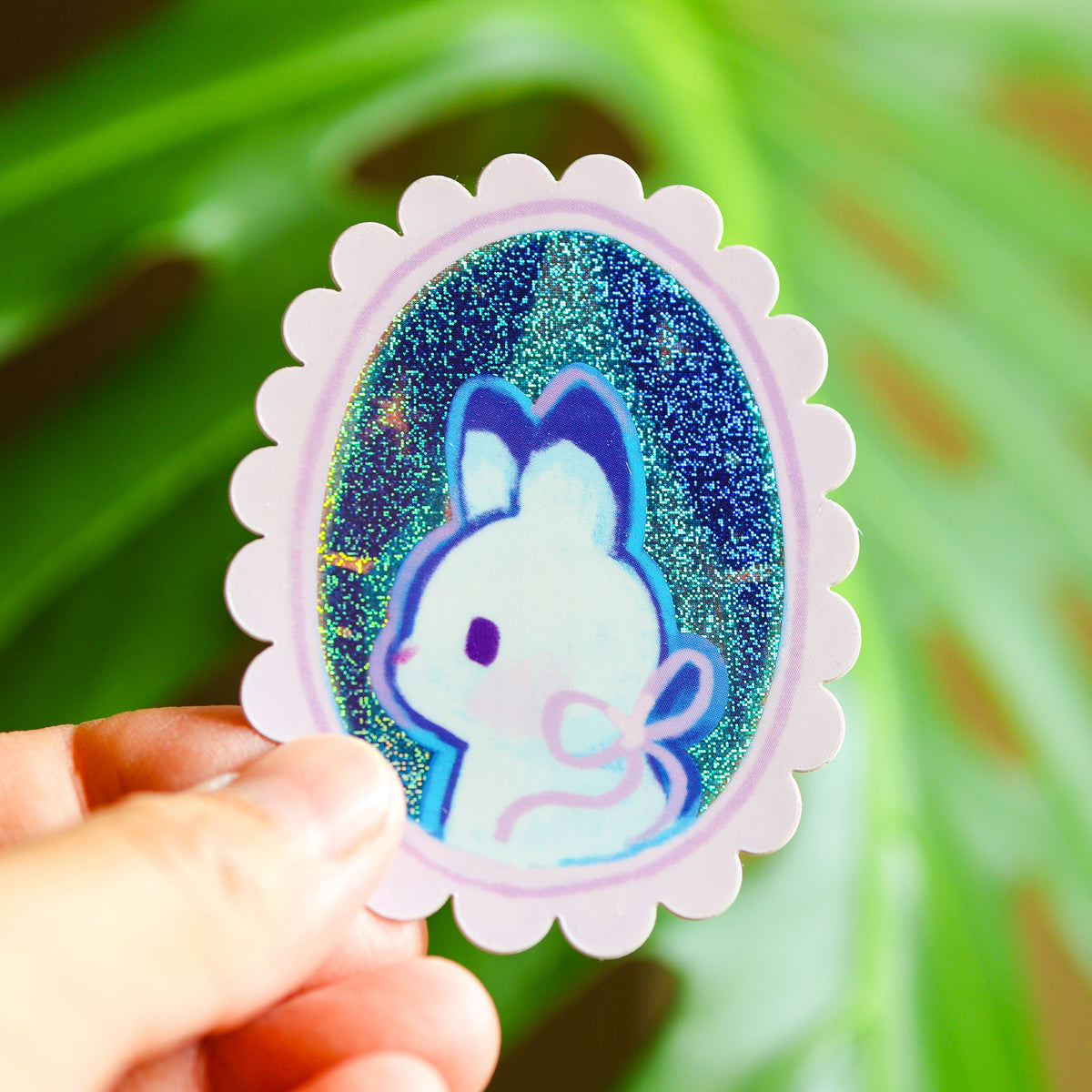 Vinyl Sticker (Holographic) Portrait of a Rabbit – thousandskies
