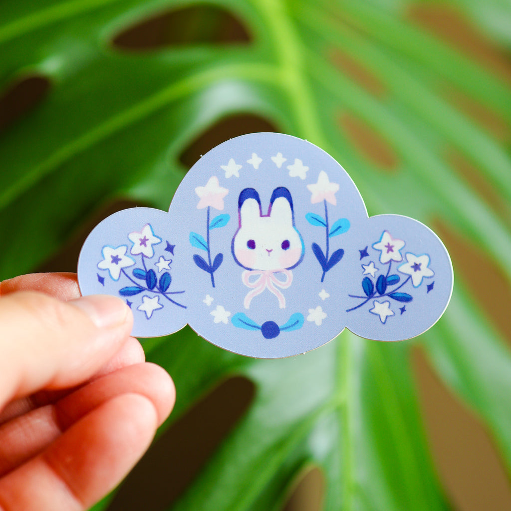 Transparent Rabbit Stickers Vinyl Sticker (Transparent) Rabbit Flower Seal – thousandskies