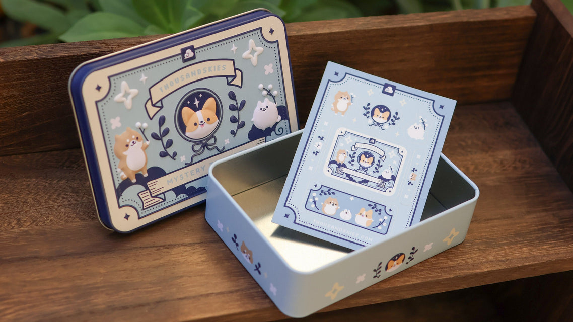 Decorative tin can with mini sticker sheet