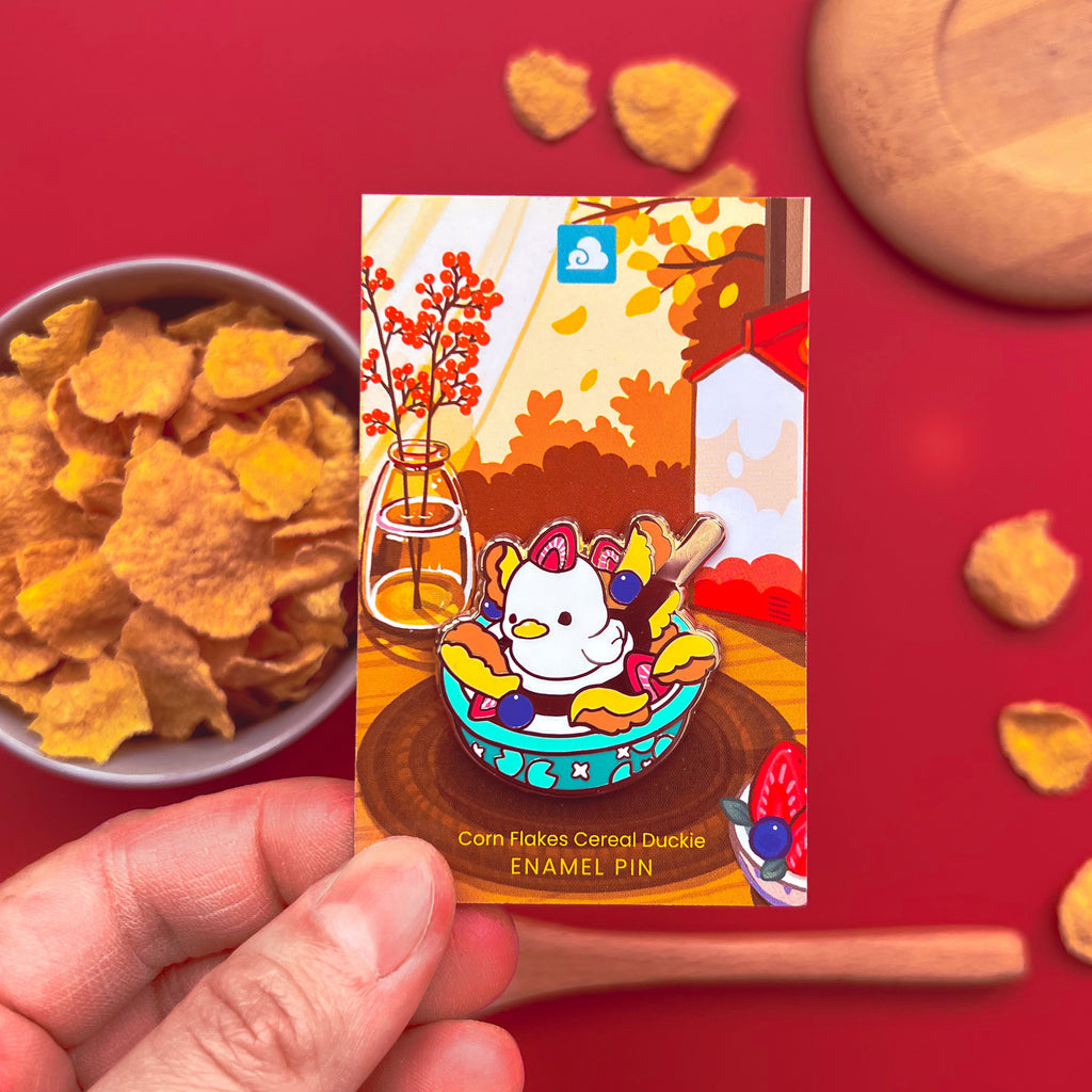 Duck Cerial Enamel Pin Cornflakes Cereal Duck – thousandskies