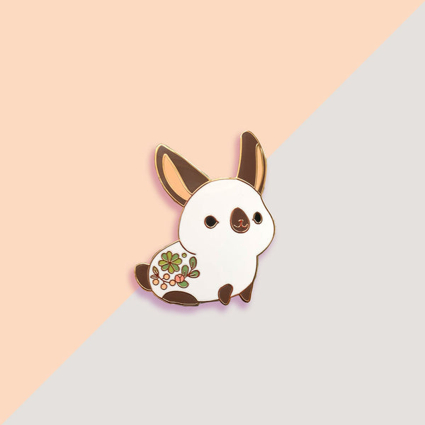 Enamel Pin - Himalayan Rabbit Pin (Brown and White Bunny)