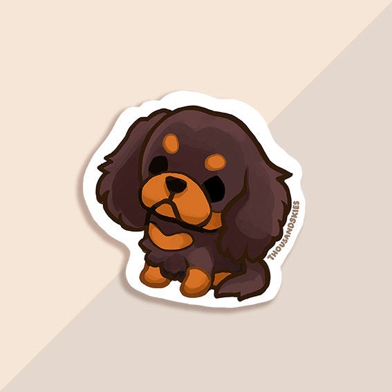 Vinyl Sticker Cavalier King Charles Spaniel Black Tan