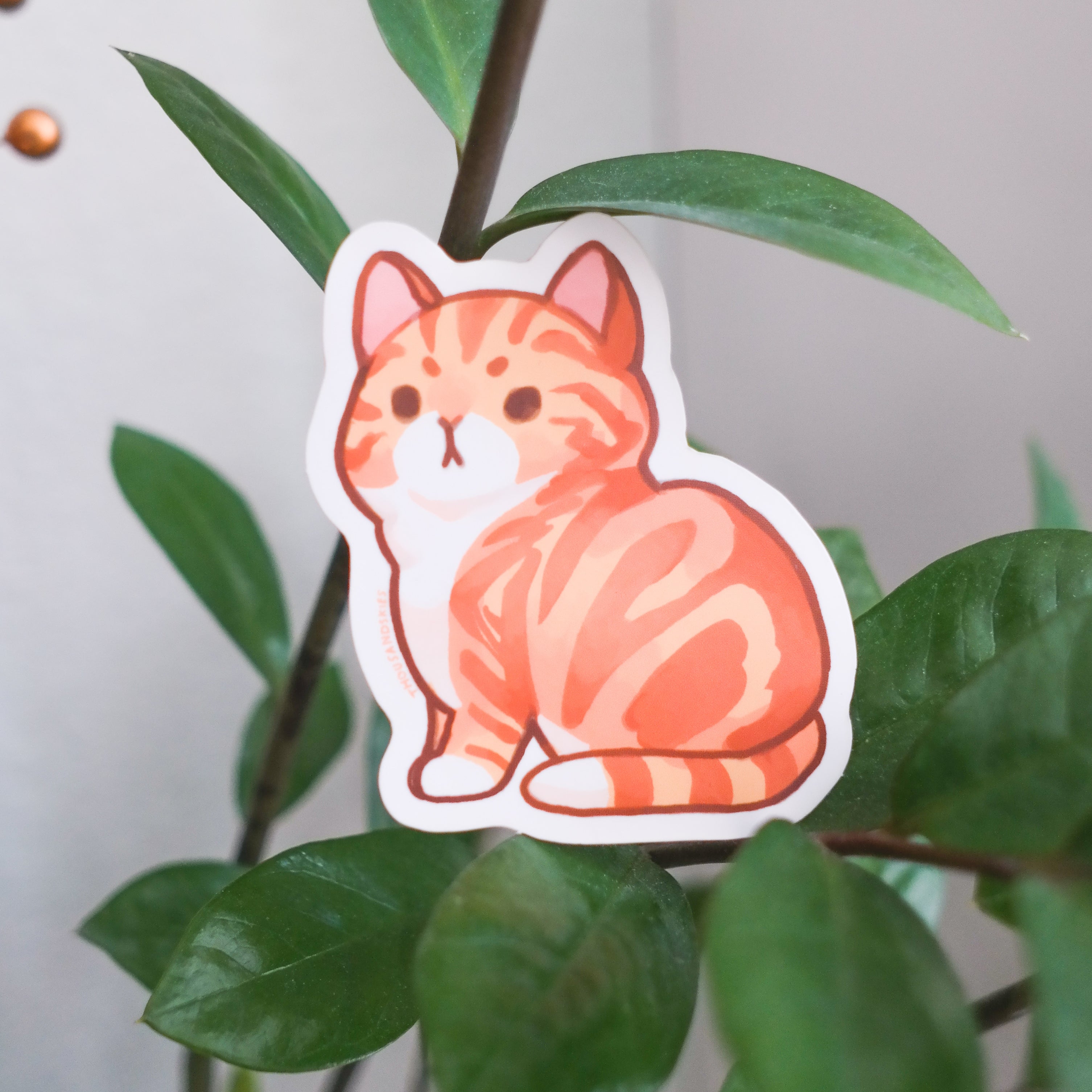 Vinyl Sticker Red Marble Classic Tabby Cat – thousandskies