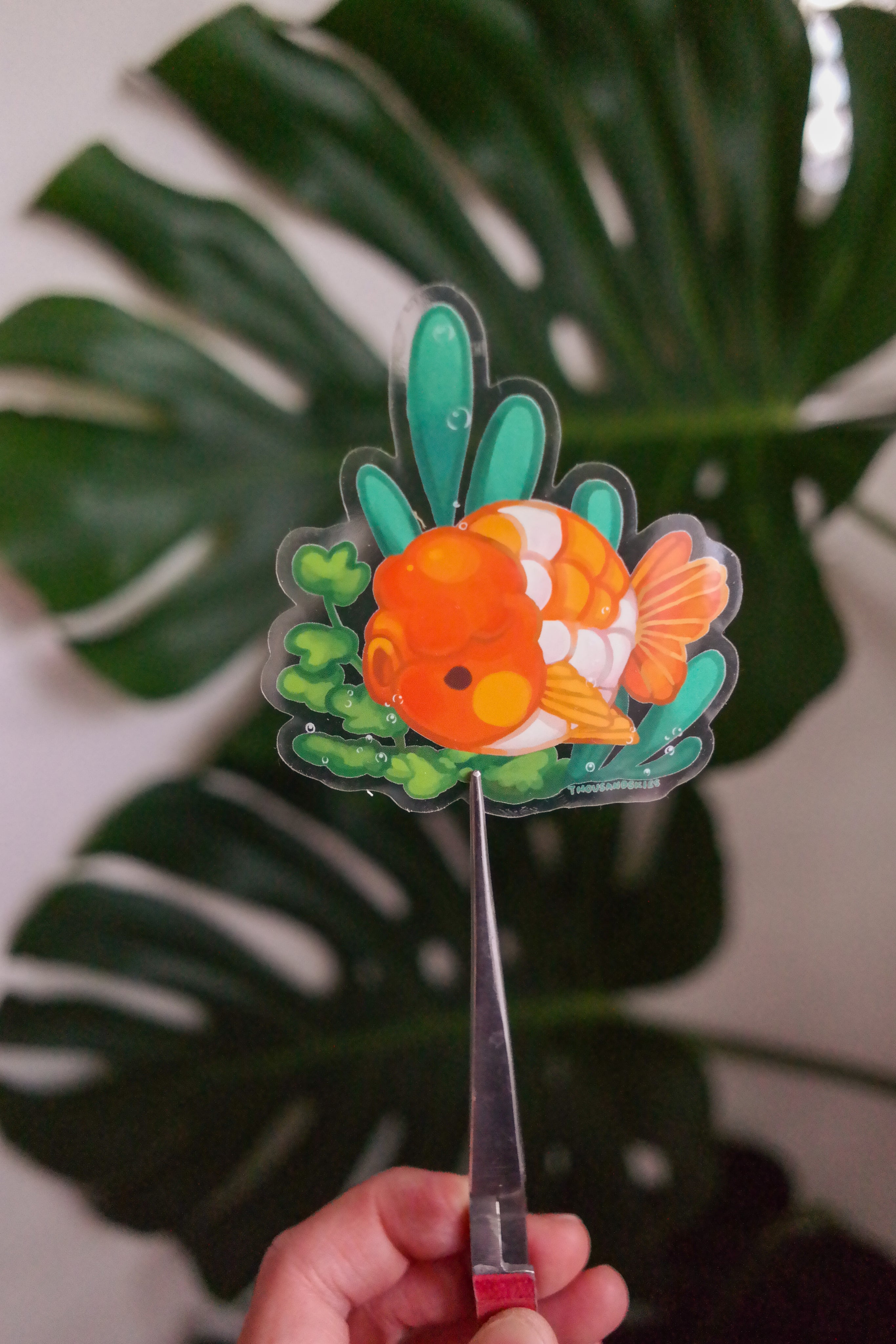 Vinyl Sticker (Transparent) Fancy Goldfish - Golden Ranchu – thousandskies